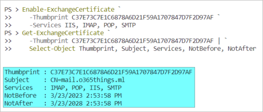 renew exchange certificate powershell