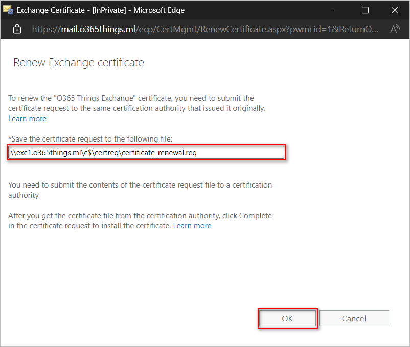 exchange 2019 renew certificate powershell