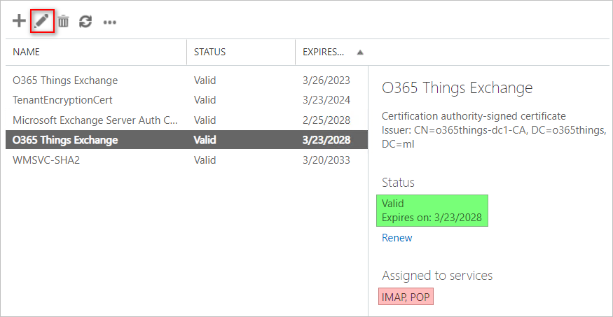 exchange certificate renewal