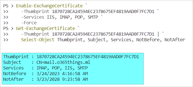 exchange renew certificate powershell