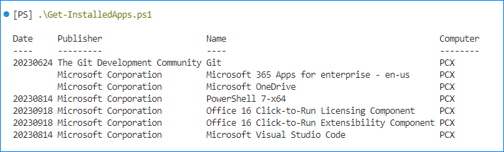 powershell list installed programs