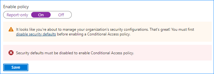 disable security defaults office 365