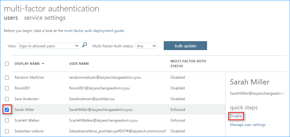 office 365 disable mfa