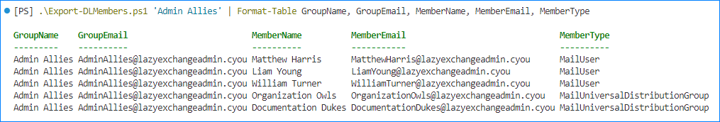 export office 365 distribution list members