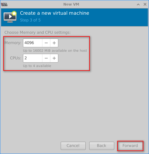 cpu and memory qemu