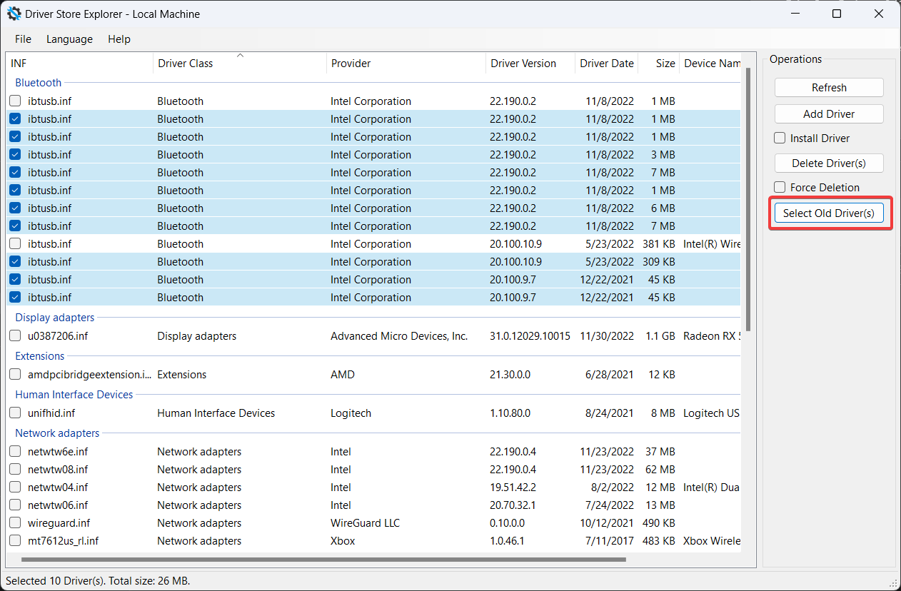 delete unused drivers windows 10