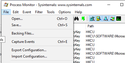 using Process Monitor ProcMon