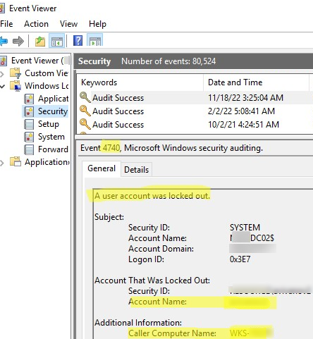 account getting locked out frequently in active directory