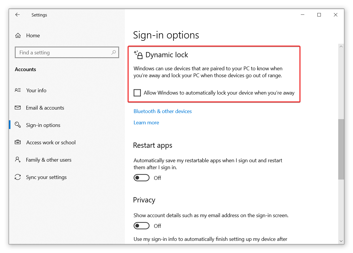 windows 10 lock password