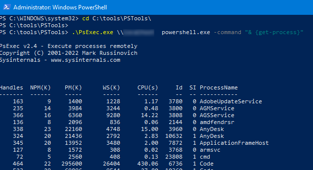 powershell run remote script