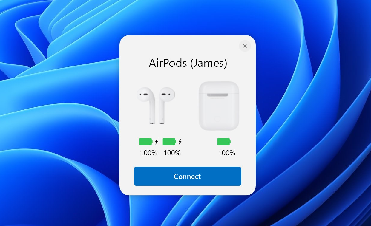 how to see airpods battery on windows 10