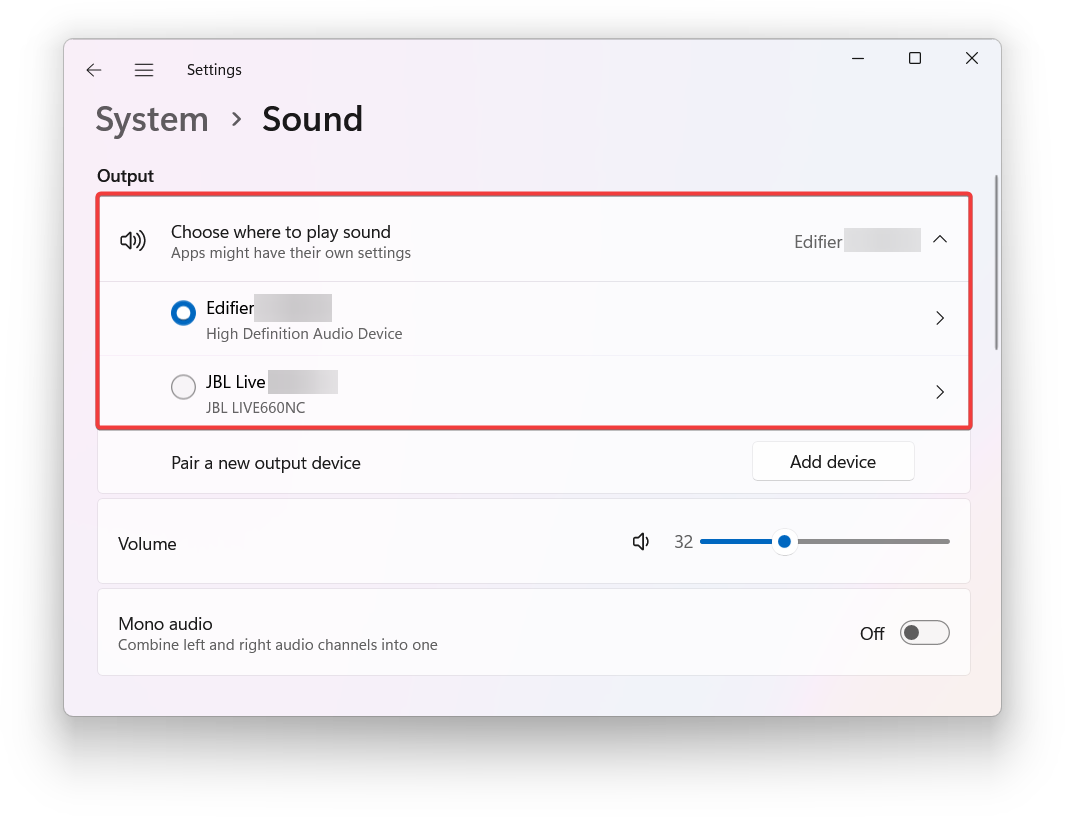 script to change audio device