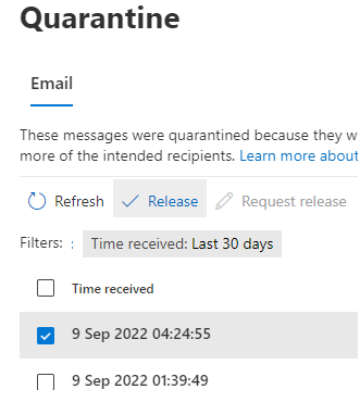 quarantine mail office 365