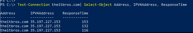 powershell ping test