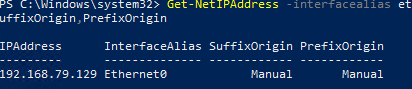 get ip address powershell