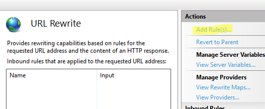 URL Rewrite add rule