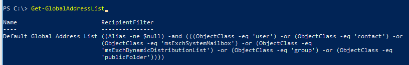 Get-GlobalAddressList exchange