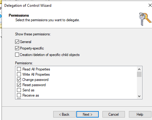 delegate control active directory reset password