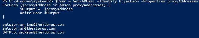 proxyaddresses attribute